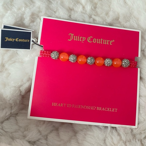 Juicy Couture Orange Silver Crystal Beads Friendship Adjustable Bracelet NWT - Picture 10 of 13
